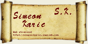 Simeon Karić vizit kartica